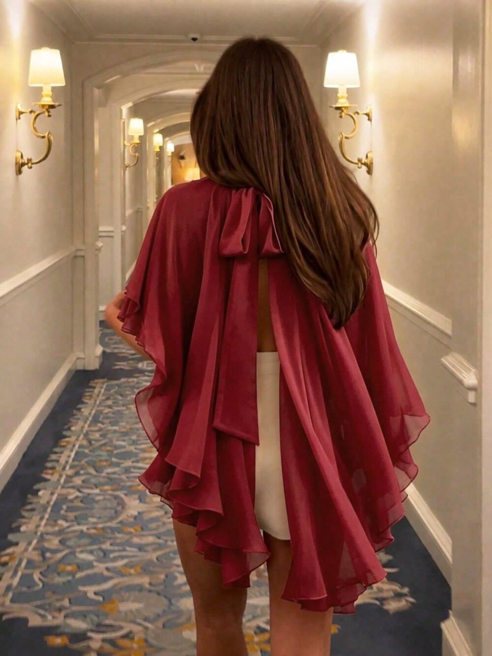 Burgundy Casual Women's Unlined Regular Fit Asymmetrical Crop Blouse